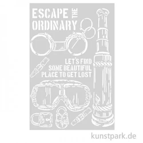 Stamperia Schablone - Lady Vagabond Escape the Ordinary, A4 Letzte Chance