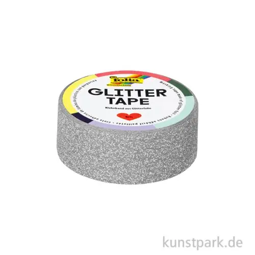 Sale Glitter-Tape, Silber Fein, 15 mm, 5 m Rolle