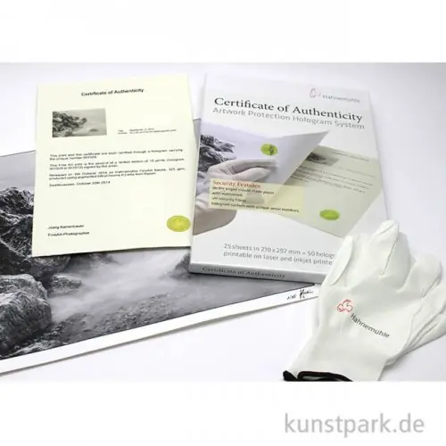 Abverkauf Hahnemühle Echtheitszertifikat mit Hologramm, 25 Blatt, 150g, DIN A4