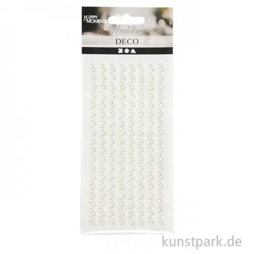 Halbperlen in Perlmuttoptik, 144 Stück, selbstklebend - weiß Direktkauf