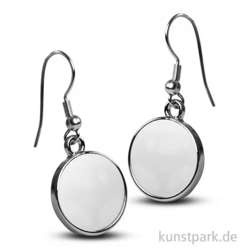 Cabochon Ohrhänger Rund 2 Stück - dm 18mm - Silber Exklusiv