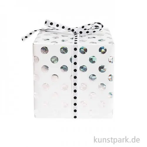 Highlight Geschenkpapier - Weiß mit irisierenden Punkten, 200 x 70 cm