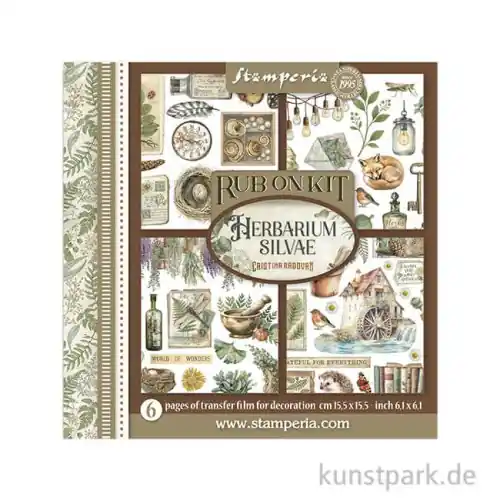 Stamperia Rub On Transferfolien - Herbarium Silvae, 6 Blatt Handgefertigt