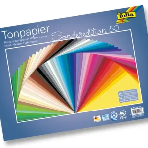 Tonpapier 50x70 cm, 130g/m² 50 Bogen farbig sortiert Schneller Versand