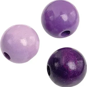 Exklusiv Holzperlenmix lila 50 Stk, Ø 10mm