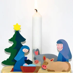 Top-Qualität Mini Bastel-Krippe mit Kerzenhalter Maße ca. 15x7x11,5 cm