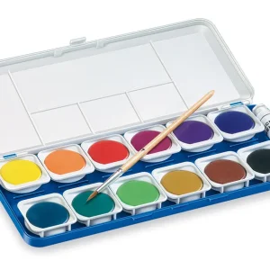 Deckfarbenkasten, 12 Farben, Deckw. mit Pinsel, Farben auswechselbar Beliebt