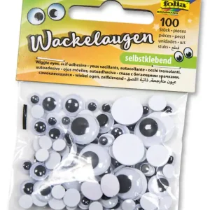 Hochwertig Wackelaugen selbstklebend, weiß in 6 Größen sortiert, 100 Stk.