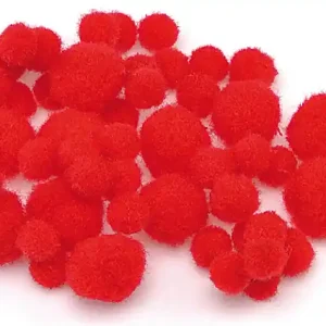 Günstig Pompons einfarbig rot, 100 Stück 8-20 mm