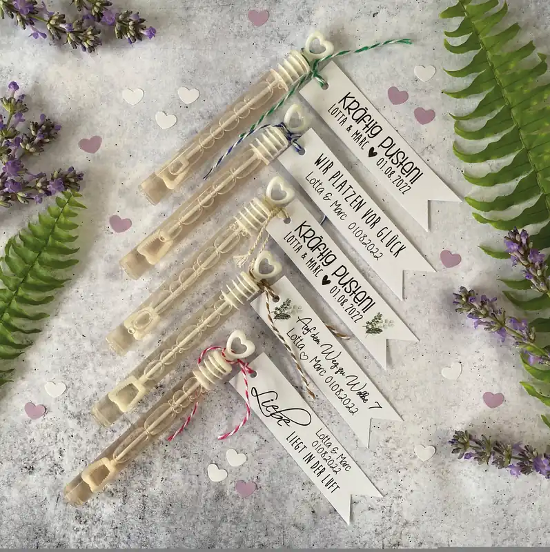 Saisonangebot Seifenblasen *DIY-SET* personal. 10er Set (mit Anhänger weiß)