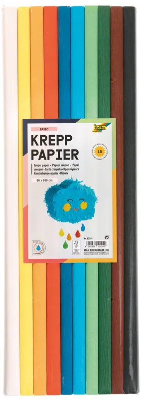 Letzte Chance Krepppapier-Rollen Basic 50x200 cm 10 Rollen farbig sortiert