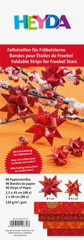 Markenware Papierstreifen für Fröbelsterne, 96 Streifen, 120g/m²