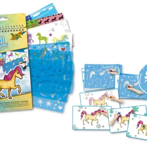Günstig Schablonenbuch Ponyhof 5 Schablonen, 3 Stickerbogen