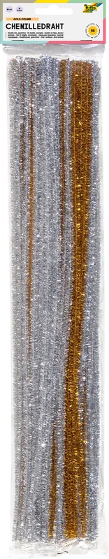 Abverkauf Chenilledraht 50 Stück, 50cm lang gold und silber