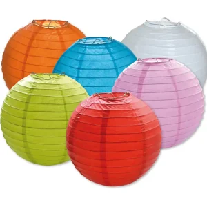 Online Kaufen Papierlampions Ø 20cm 6-er Packung je 1xorange,blau,weiß,grün,rosa,rot