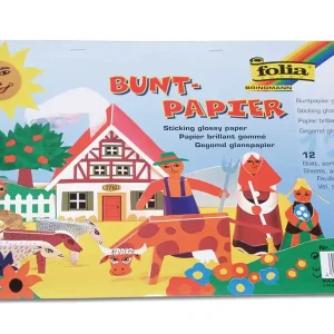Super-Preis Glanzpapier-Heft 12 Farben gummiert 23x25 cm