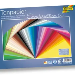 Tonpapier 25x35 cm, 130g/m² 50 Bogen farbig sortiert Kostenfreie Lieferung