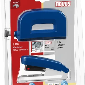 Preisknaller Schreibtisch-Set blau - Locher + Heftgerät u. Heftklammern No. 10