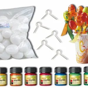 Knallerangebot Marmorier-Set Ostern 50 Dekoeier, 9 Marmorierfarben