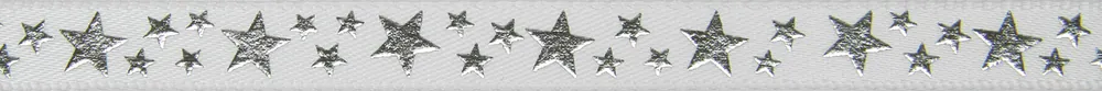 Rabatt Satinband doppelseitig mit Sternendruck, 5m x 10 mm