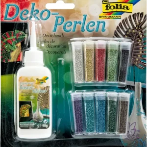 Dekoperlen-Set 10 Dosen sortiert,1 Deko-Kleber 90g Nur Für Kurze Zeit