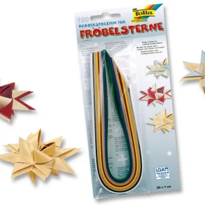 Papierstreifen für Fröbelsterne 130g/m² 35x1cm, 100 Streifen, Weihnachtsfarben Bestpreis