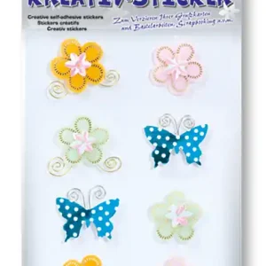 Nur Heute 3-D Sticker Blumen/Schmetterling Fb. bunt 8Stck