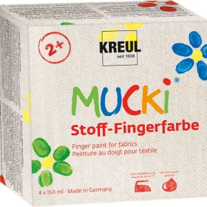 Geprüft Mucki Stoff-Fingerfarben 4er Set je 1x gelb,rot,blau,grün á 150ml