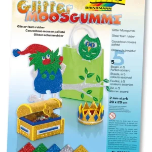 Jetzt Kaufen Glitter-Moosgummi 2mm, Sortierung 2 20 x 29 cm, 5 Blatt in 5 Farben