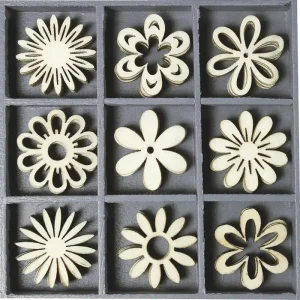 Letzte Chance Holzbox Ornament Blumen 45 Stück