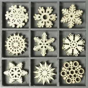 Holzbox Ornament Eiskristalle 45 Stück Sale