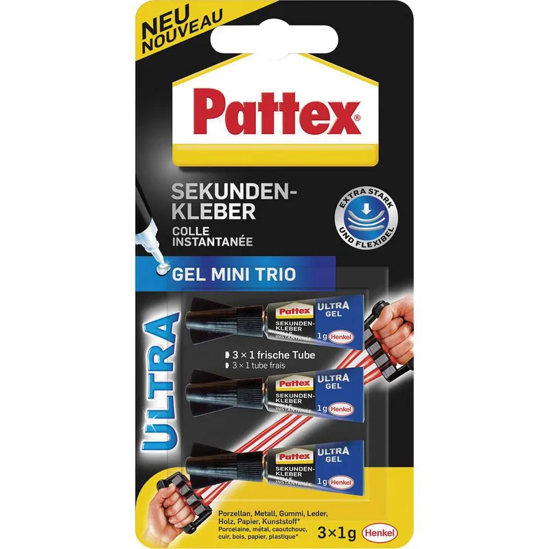 Sekundenkleber Gel Mini Trio Pattex 3x 1g Abverkauf