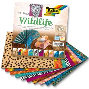 Begrenztes Angebot Faltblätter 80g/m², Wildlife 15x15cm,50 Blatt,10 Motive sortiert