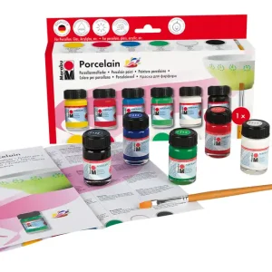 Marabu Porcelain&Glass Starter-Set 6x15ml + Pinsel + Anleitung Großhandel