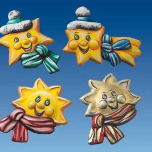 Kostenfreie Lieferung Reliefform ”Weihnachtsdeko Sterne/ Mond, 4 Motive, Größen 10cm