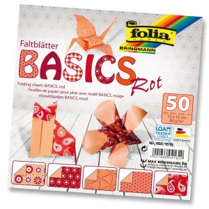 Faltblätter 80g/m², BASICS ROT 15x15cm, 50 Blatt, 5 Motive sortiert Highlight