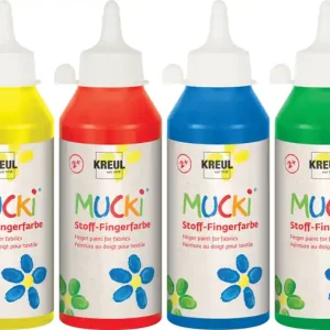 Begrenztes Angebot Mucki Stoff-Fingerfarbe Set á 250ml weiß,gelb,rot,blau,grün,schwarz