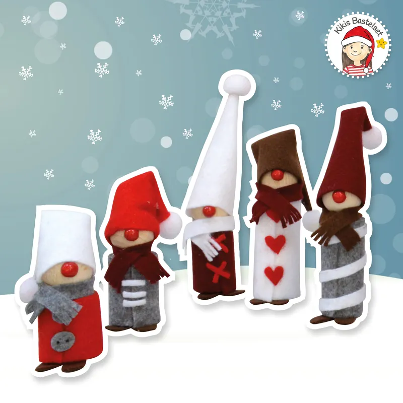 Sichere Zahlung Filzrollen-Wichtel Set für 5 Stück Filzrollen-Wichtel