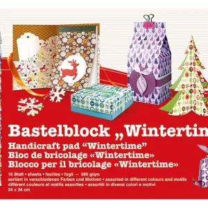 Neu Im Sortiment Bastelblock ”Wintertime” 300g/m² 34x24 cm, 16 Blatt sort.