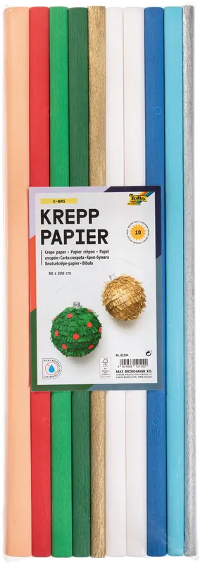 Aktuell Krepppapier-Rollen X-Mas 50x200 cm 10 Rollen farbig sortiert