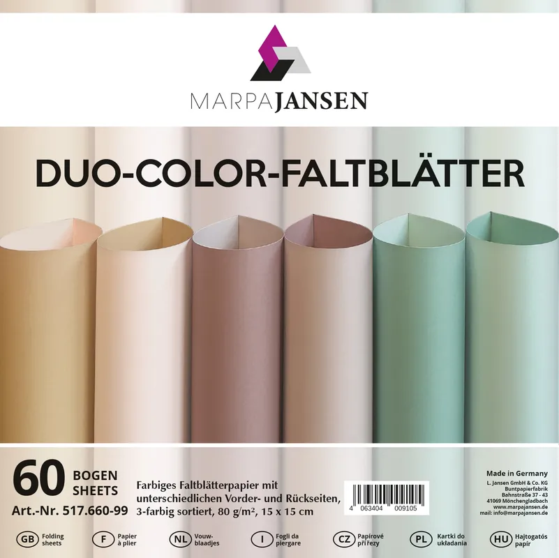 Faltblätter ”Pudertöne Mix” 80g/m² 15x15 cm, sortiert, 60 Blatt Aktuell