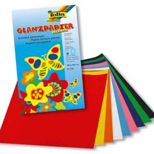 Glanzpapier gummiert 18,5 x 29,7cm, 10 Blatt, 10-farbig sortiert Schneller Versand