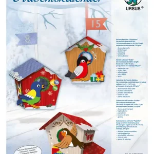 Echt Adventskalender Vögelchen bedruckt Material für 24 Geschenkboxen