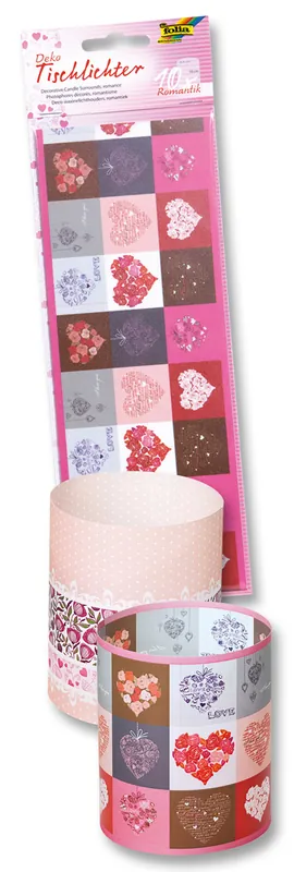 Tischlichter ROMANTIK 10x27cm, 10 Blatt (je 4x2 Motive+2xweiß) Top-Preis