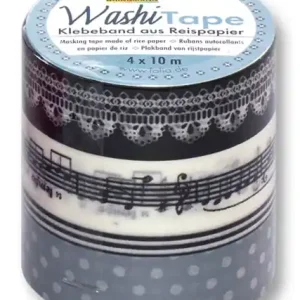 Preiswert Washi Tape Set: Melodie 3x15mm1x5mm breit, 10m lang