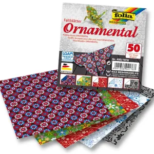 Limited Edition Faltblätter 80g/m², ORNAMENTAL 20x20cm, 50 Blatt, 5 Motive sortiert