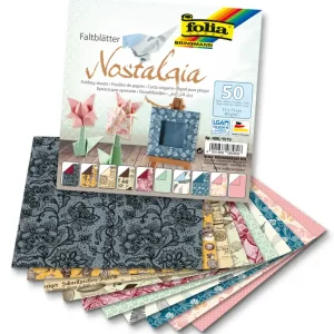 Echt Faltblätter 80g/m², Nostalgia 15x15cm,50 Blatt,10 Motive sortiert