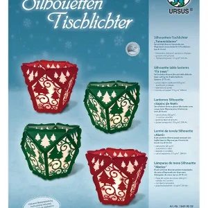 Silhouetten Tischlichter rot/grün Tannenbäume,inkl. Anleitung Schneller Versand