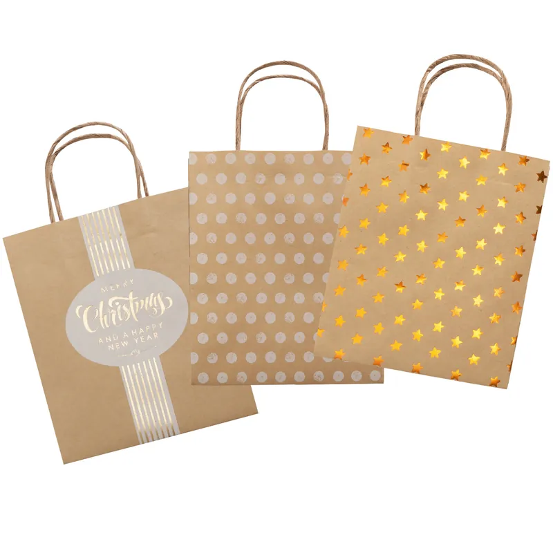 Top-Preis Papiertüten ”X-MAS” 12x5,5x15 cm 12 Stück, 3 Motive sort. 115g/m²