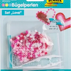Premium Bügelperlen Starter Set Love (Herz) inkl.Stiftplatte,Perlen,Pinzette